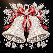 Christmas Bells Pearl Diamond Art Kit for Adults 12 x 12 Inch