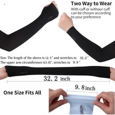 2 Pairs Sun Protection Sleeves UV Cooling Arm Men Women Sports with Thumb Hol...