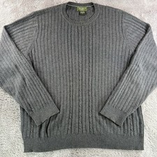 Vintage Eddie Bauer Cable Knit Crewneck Sweater Men's M Gray Cotton Cashmere
