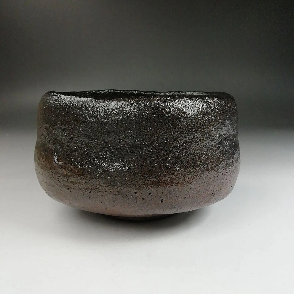 Tazón de té negro Chojiro Kamiya Sasaki Shoraku hecho con caja original Foto 3 de 4