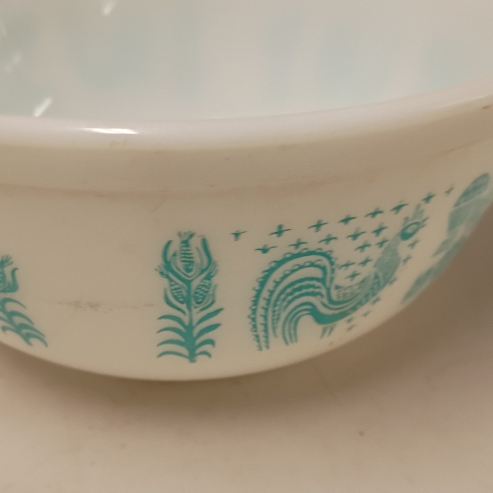 Vintage Pyrex 403 Turquoise Blue Amish Butterprint 2.5 qt Mixing Bowl ...