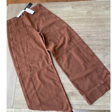 ME EM Exaggerated Barrel Cotton Twill Trouser Burnt Caramel Size 8 New With Tags