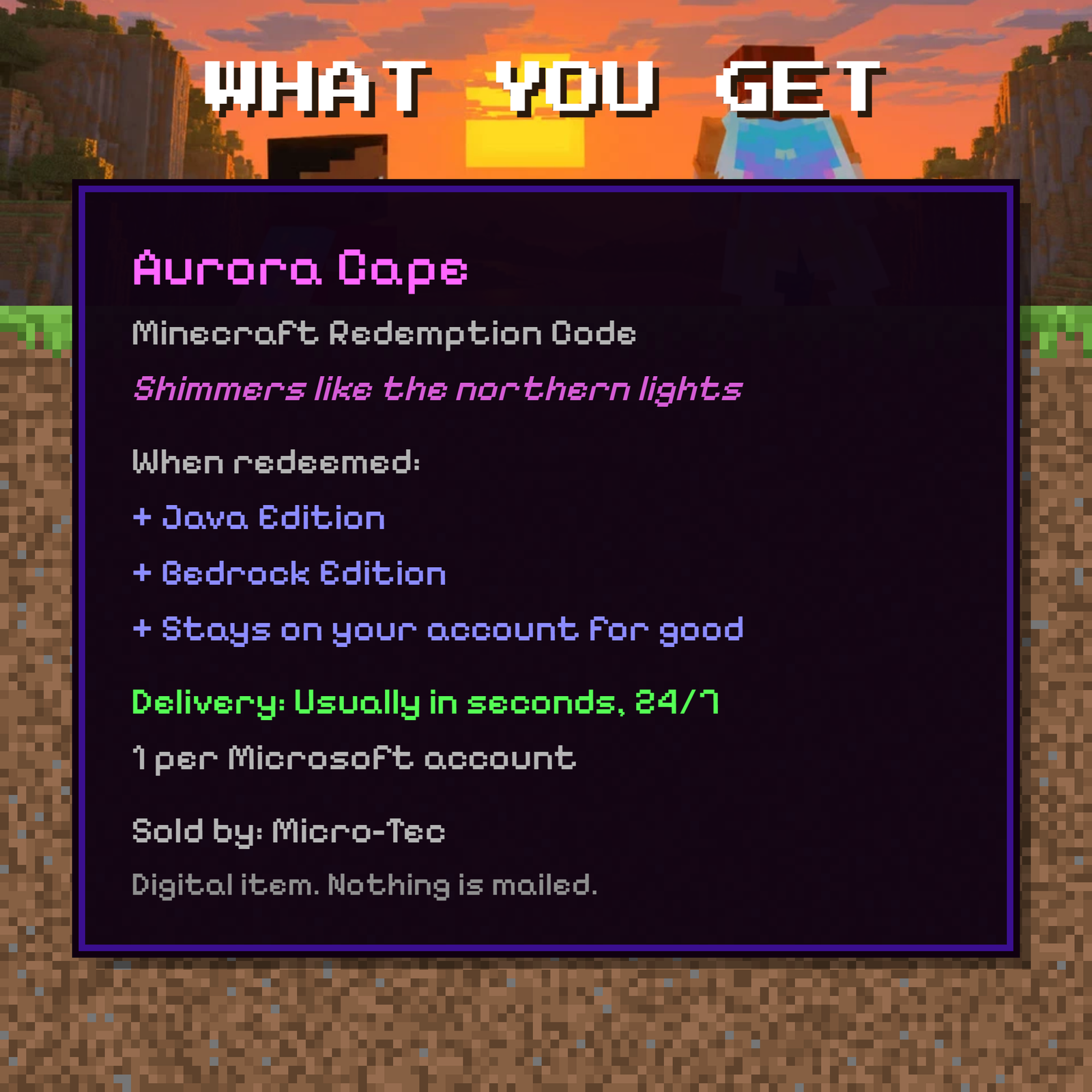 Minecraft Aurora Cape GLOBAL Code Bulk Lot 1-10 Java Bedrock ⚡INSTANT ...