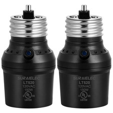 2 Pack Automatic Dusk to Dawn Light Socket, Light Sensor Socket, 360° Rotation