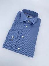 Eton Dress Shirt Mens M 15 1/2 - 39 Blue White Striped Slim Fit Collar Button Up