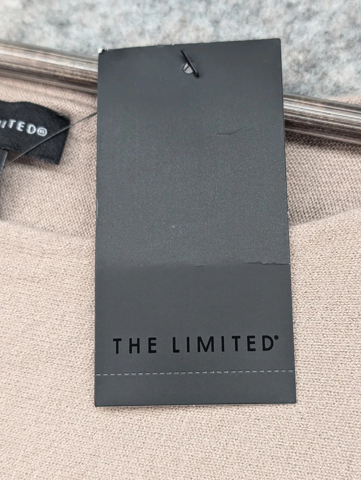 Vestido The Limited Mujer Grande Beige Elástico Tejido Manga Larga Midi Suéter Elegante Foto 4 de 4