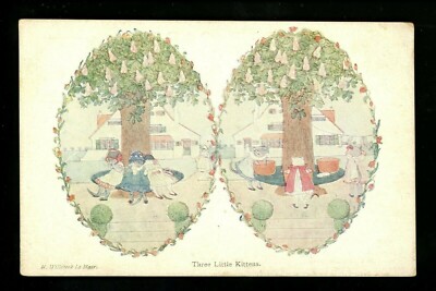 Nursery Rhyme Fable postcard Artist Signed Willebeek Le Mair Three Little Kitten