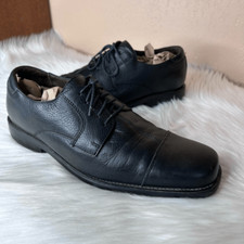 Johnston  Murphy Black Sheepskin Leather Lace-Up Cap Toe Oxfords Size 12