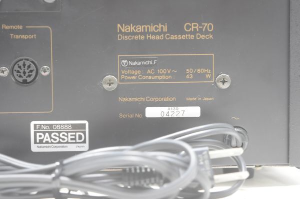 Nakamichi CR-70 CR-7 3 Head Cassette Deck Vintage Working Used 