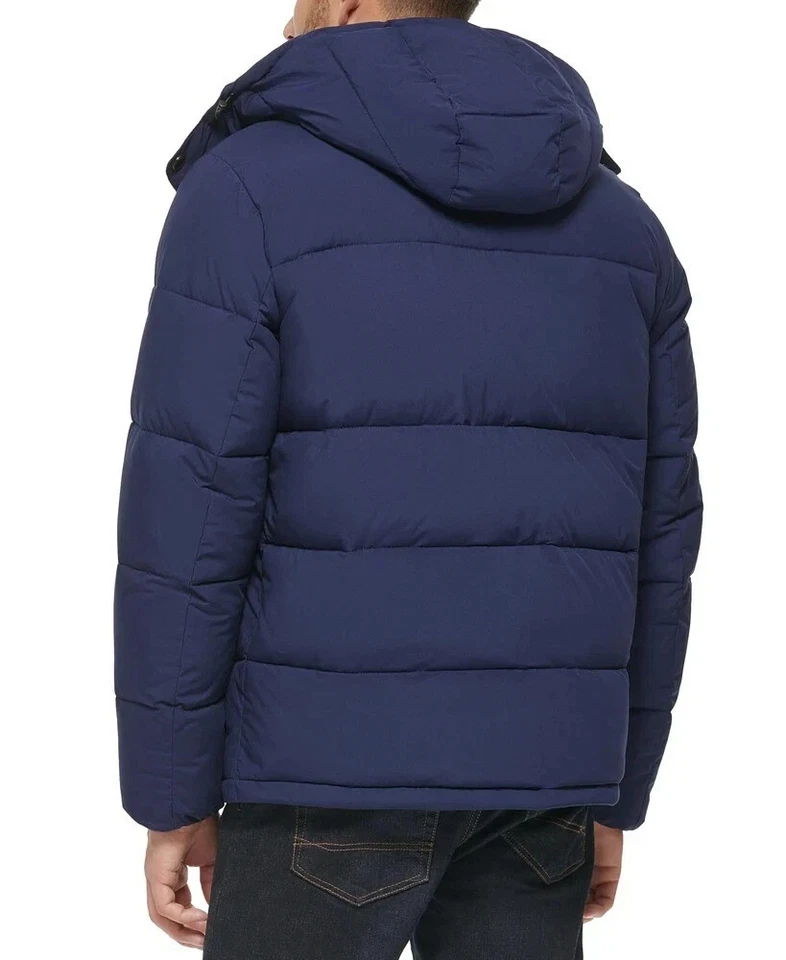 Club Room Puffer Jacket Men's Navy Stretch Hooded Removable Hood Relaxed Fit,XXL - Image 3 of 4