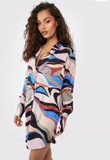 Abstract Print Shirt Dress