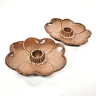 FRANKOMA Pottery CANDLESTICK HOLDERS no 300 Brown Glaze USA Set