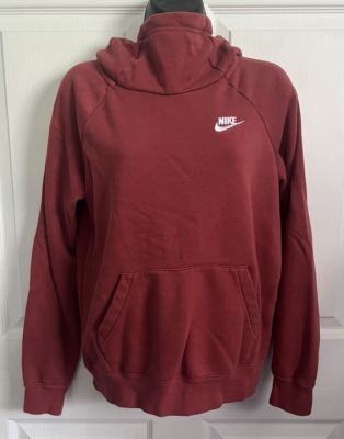 red nike funnel neck hoodie