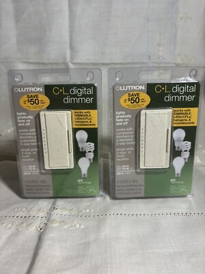 2 Lutron MACL-153MLH-LA Maestro Dimmer - Light Almond W/ Plate Covers