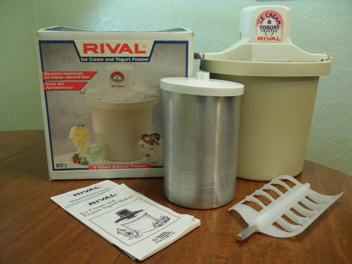 Rival Electric Ice Cream Maker Yogurt Sorbet 8401 4 Quart Tested Working