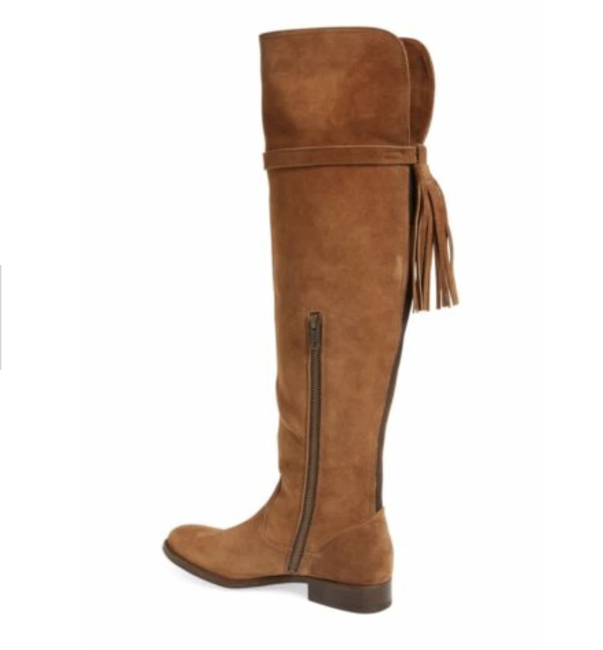 Bota Frye marrom camurça Molly borla acima do joelho, tamanho 9 - Imagem 2 de 4