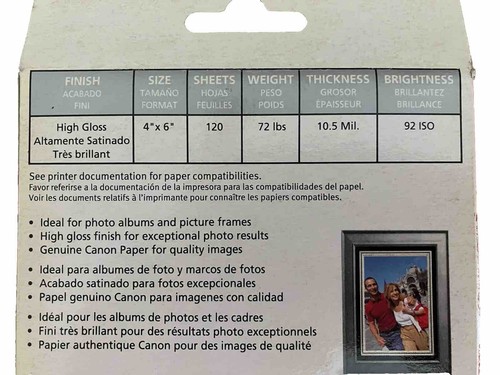 3 Packs 360 Sheets - CANON PHOTO PAPER PLUS GLOSSY - 4" x 6" Premium Quality NEW - Picture 3 of 3