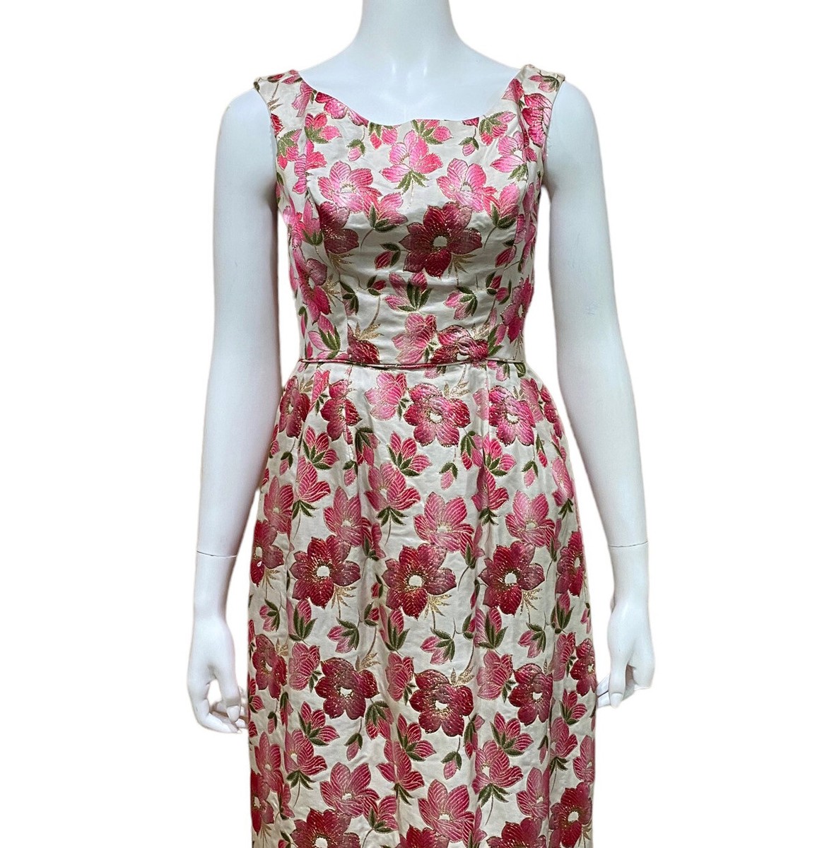 Vintage 60/70s Cotillion Dress Women's XS Sheath Maxi Prom Embroidered  Floral