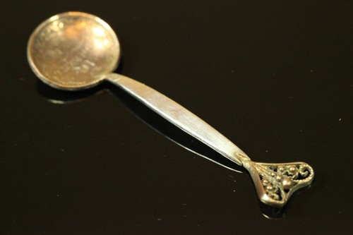 RARE Antique Imperial Russia SILVER Gilt Salt Spoon from 10 Kopeck COIN C133 - Picture 6 of 8