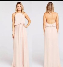 Show Me Your Mumu Heather Halter Dress L Dusty Blush Crisp Small