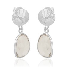 Sterling 925 Silver Designer Jewelry Crystal Gemstone Dangle Earrings