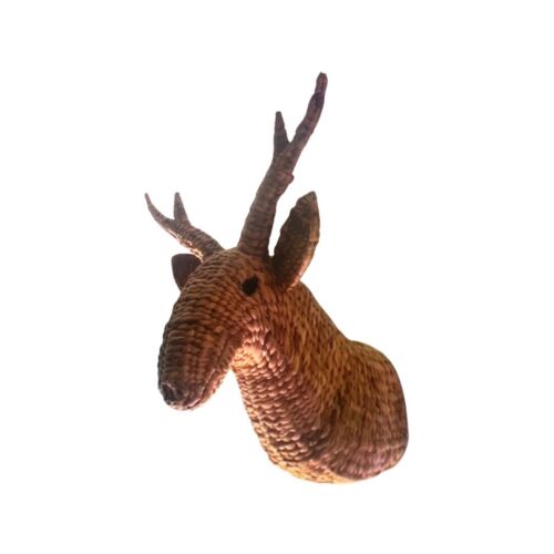 Vintage Rattan Elk Deer Head  Mario Lopez Torres Style - Photo 1/9