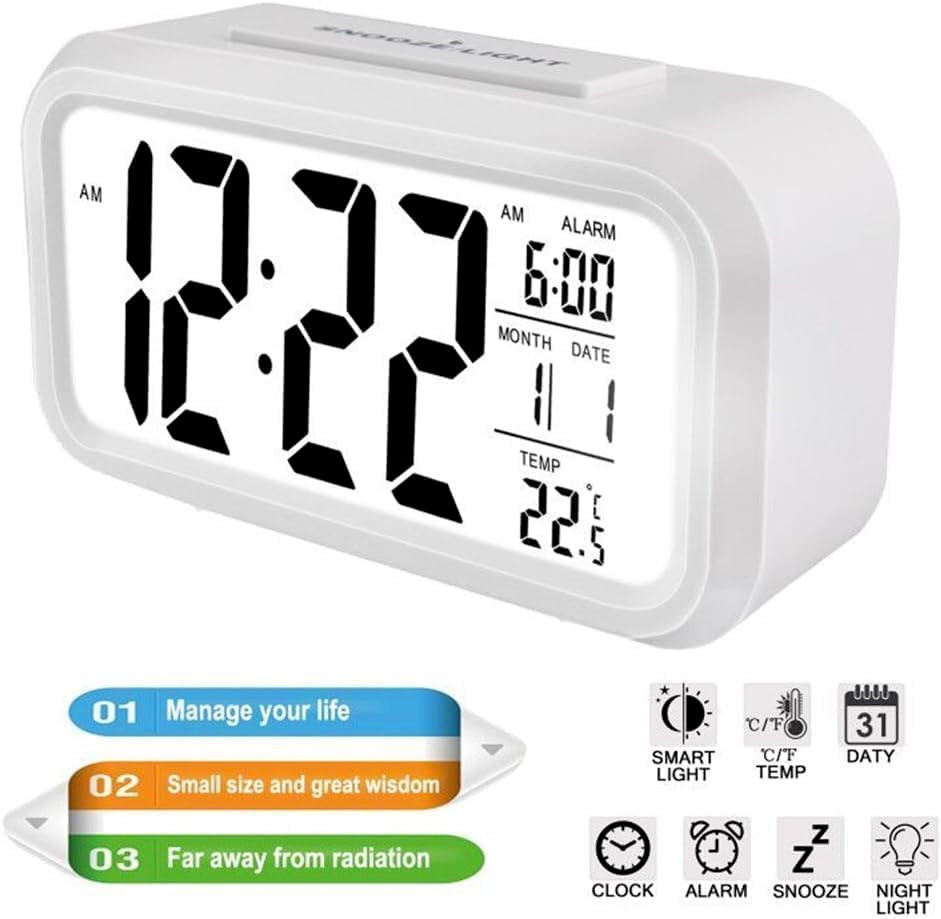Small Travel Alarm Clock Analog Battery Operated Silent No Ticking With Light