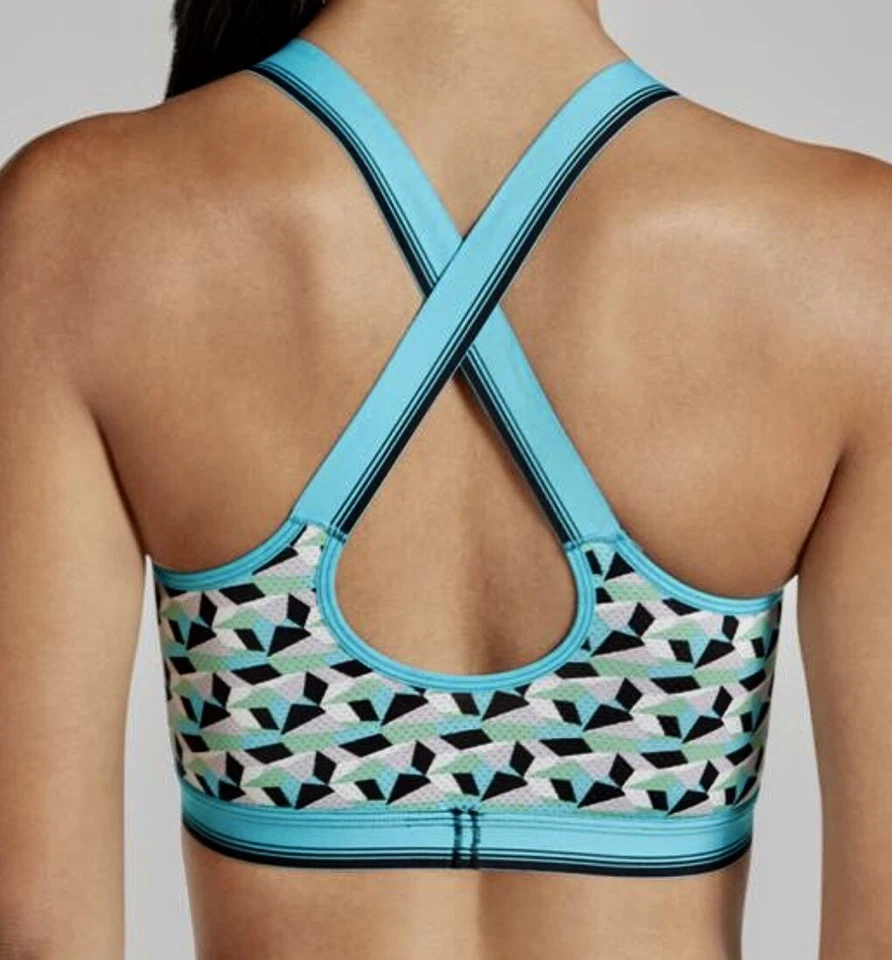 JOCKEY Sporties Breathable Mesh Bralette Blue Black Print Sports Bra Womens L XL - Image 2 of 4