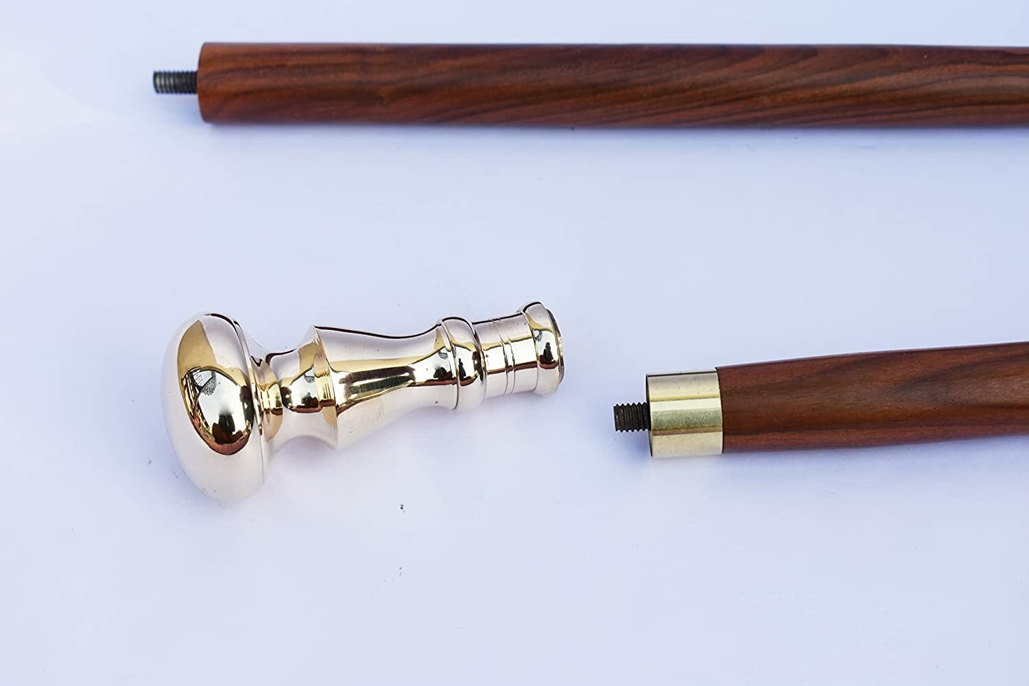 Brass 2 Tyre Plain Shape Walking Stick Cane Red Wood … Gem