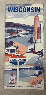 Vintage 1960's Standard Service Wisconsin Gas Station Travel Road Map