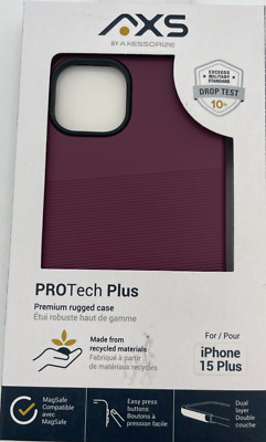 Axs Pro Tech Plus Phone Case For iPhone 15 Plus Burgundy 10' Drop Test
