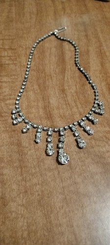 Vintage Rhinestone, Raindrop, Bib Necklace