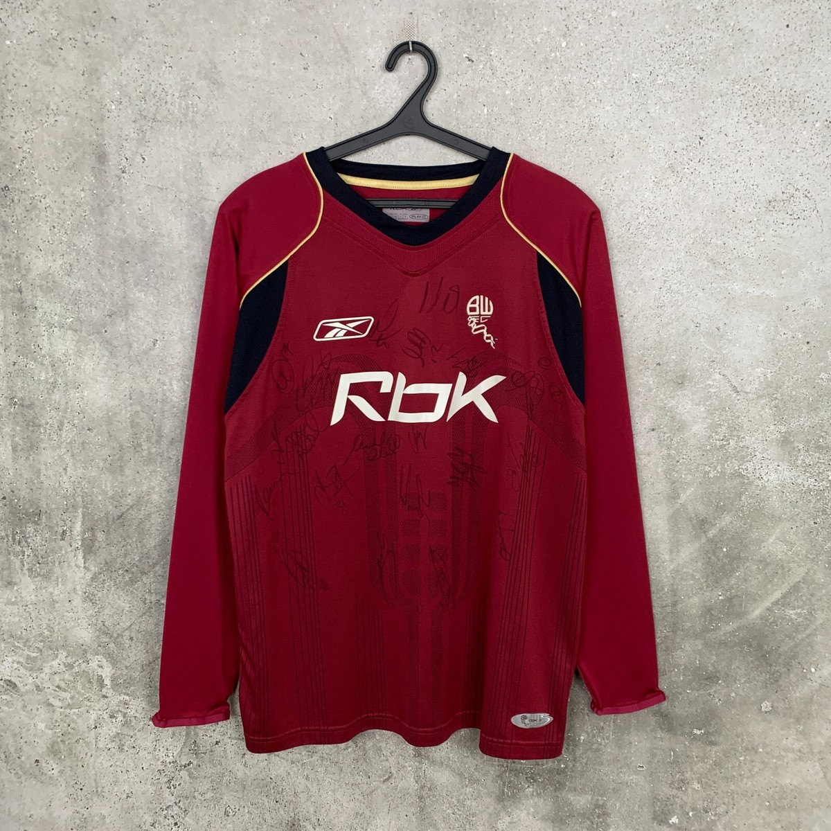 BOLTON WANDERERS 2006 2008 AWAY SIGNED FOOTBALL SHIRT REEBOK