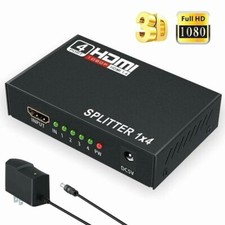 4K 4 Port HDMI Splitter 1x4 Repeater Amplifier 1080P 3D Hub 1 In 4 Out