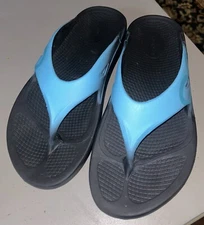 Oofos Ooahh Luxe Unisex Aqua Blue Comfort Recovery Thong Sandal Sz M9 W11 EU 42