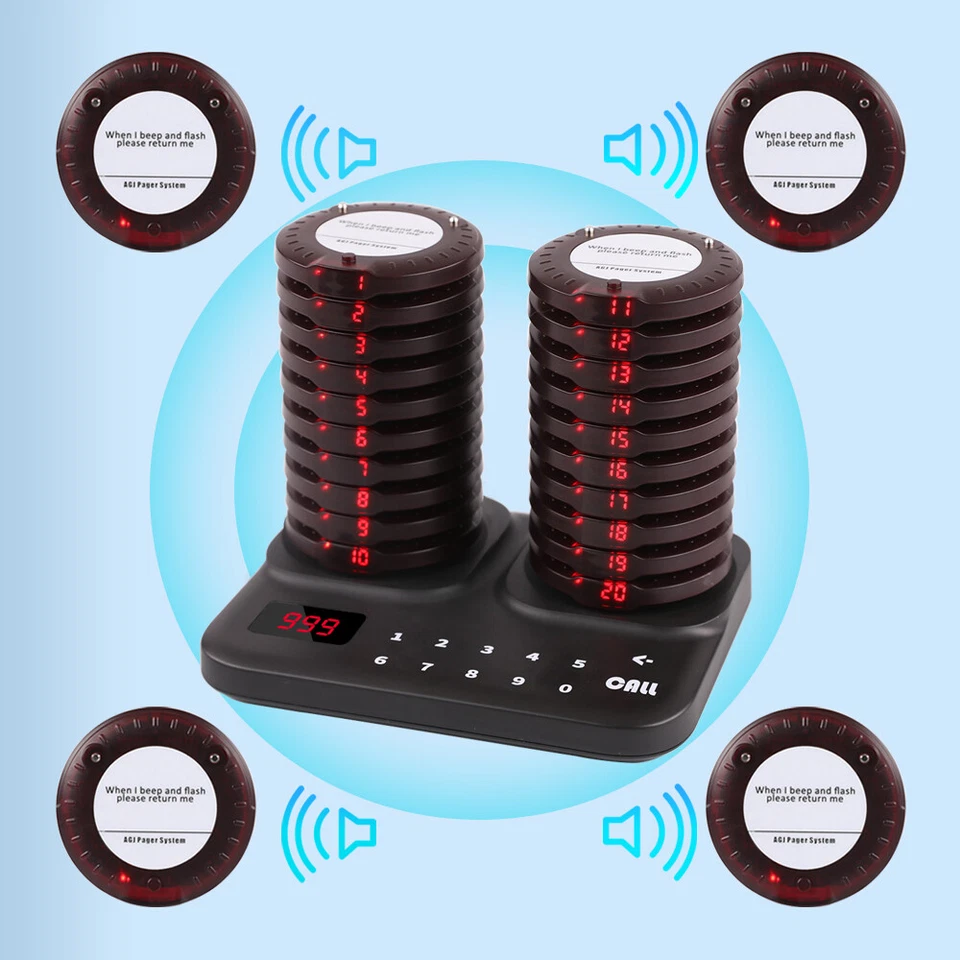 Drahtloses Restaurant Pager System Dual Ladestation Untersetzer Summer für Court Foo - Bild 3 von 4