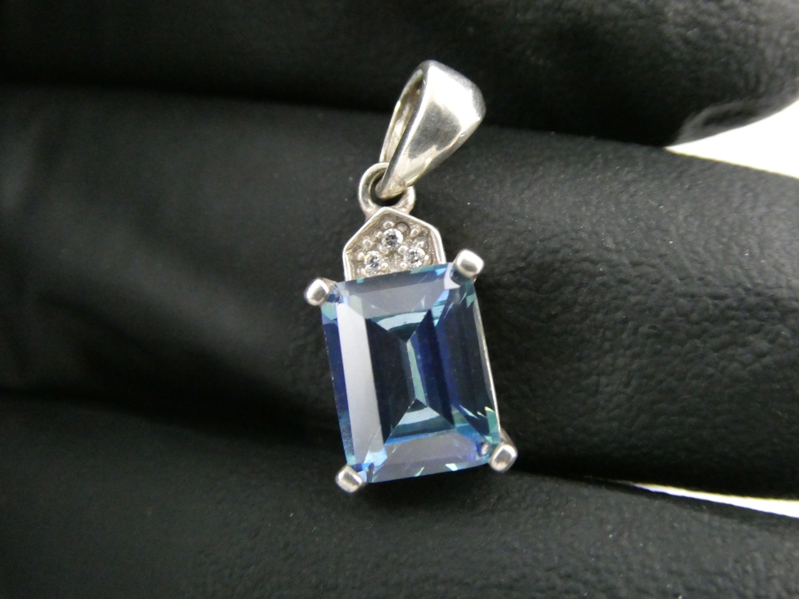 NV Sterling Silver Rectangular Cut Blue Topaz and… - image 1