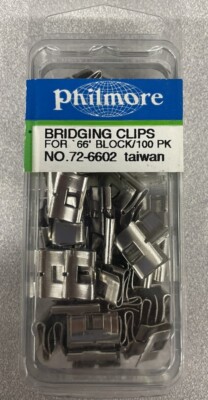 Philmore 72-6602 Bridging Clips for 66 Punch Down Blocks, Pack of 100
