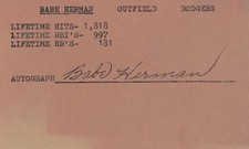 Babe Herman- Signed Vintage Page