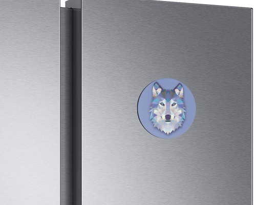 Wolf Head Triangulated Animal | 4'' X 4'' Round Decorative Magnet - Picture 2 of 2