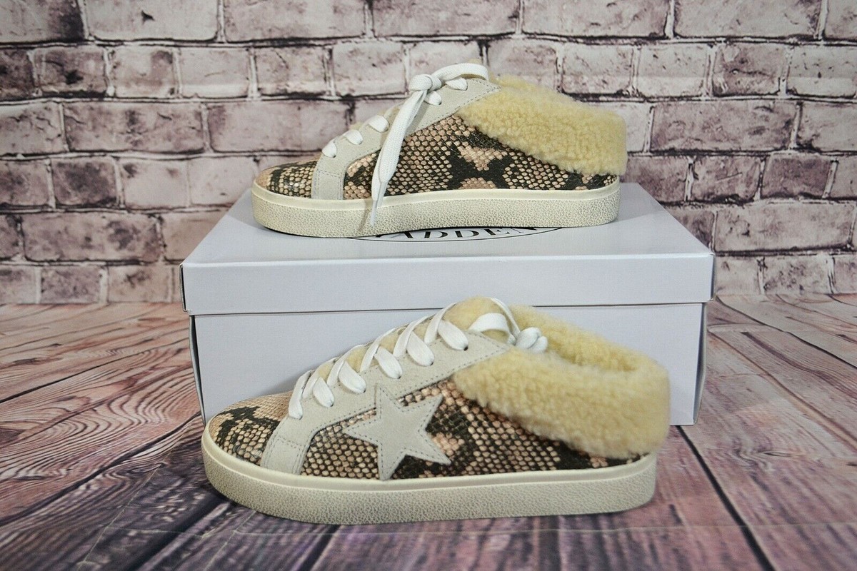NIB STEVE MADDEN POLARIS SNAKE SNEAKERS MULE FUR LINED SHOES SZ