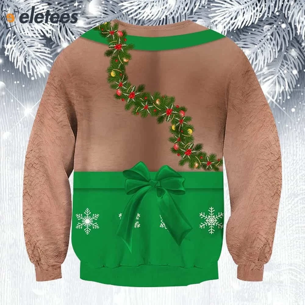 Hairy Chest Sloth Ugly Christmas Sweater SCXV6BDT