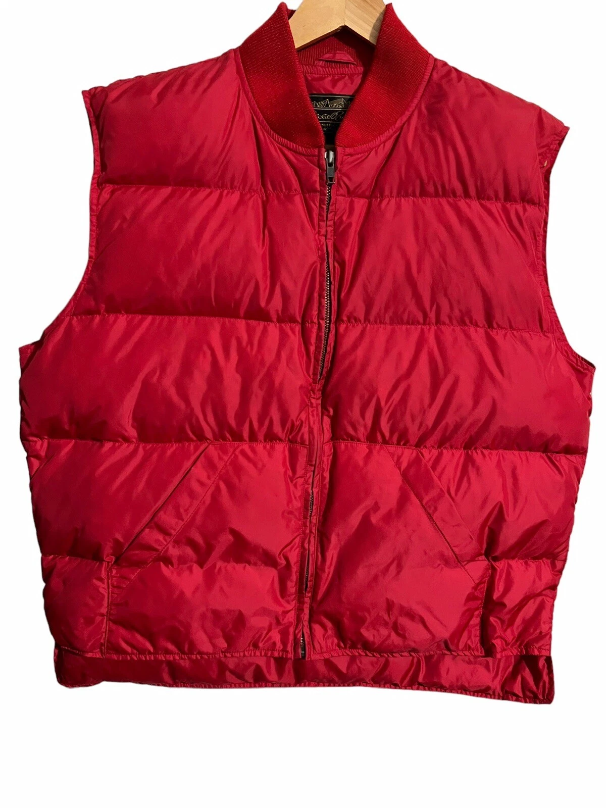 Eddie Bauer Men’s Size Large Goose Down Quilted Puffer Vest Red Vintage