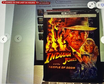 INDIANA JONES and the TEMPLE OF DOOM NUMBERED LIMITED EDITION 4K STEELBOOK