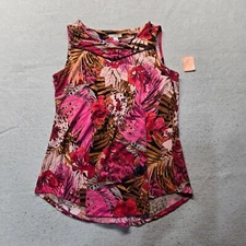 EST. 1946 Pink Floral Flowers Sleeveless Blouse Top Shirt Adult Women Size Small