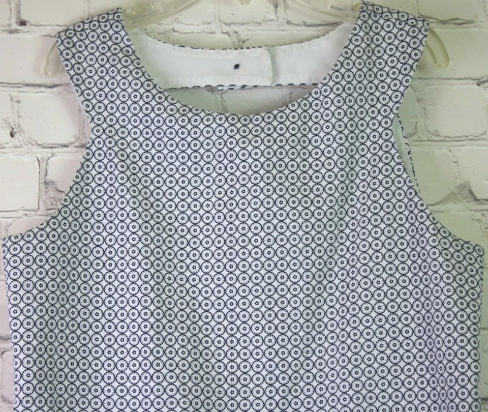 Vestido Florence Eiseman Niñas Talla 12 Studio 342 Azul Marino y Lima Forrado Cintura Baja Foto 3 de 4