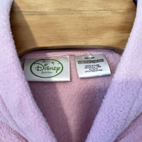 Disney Faires Tinkerbell Youth Full Zip Fleece Hoody Pink Size XL 15/17 Long - Picture 3 of 6