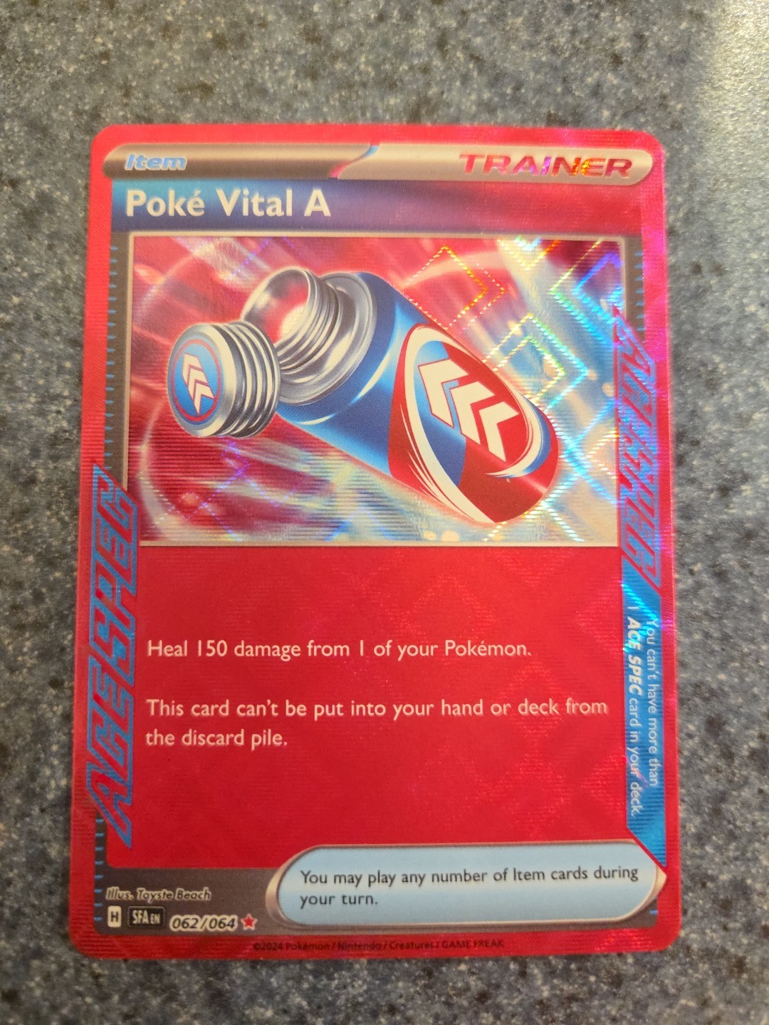 Poke Vital A 062/064 SFA - Shrouded Fable Holo Ace SPEC Rare NM