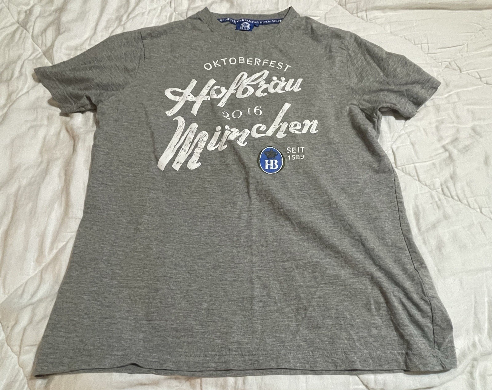 Oktoberfest Munchen Hoffbrau House German Beer Graphic T Shirt XL Brew Grey S1