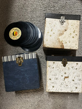 3 Record Cases Boxes 15 45rpm 7" Records 1950-70s Worn Carrying Case